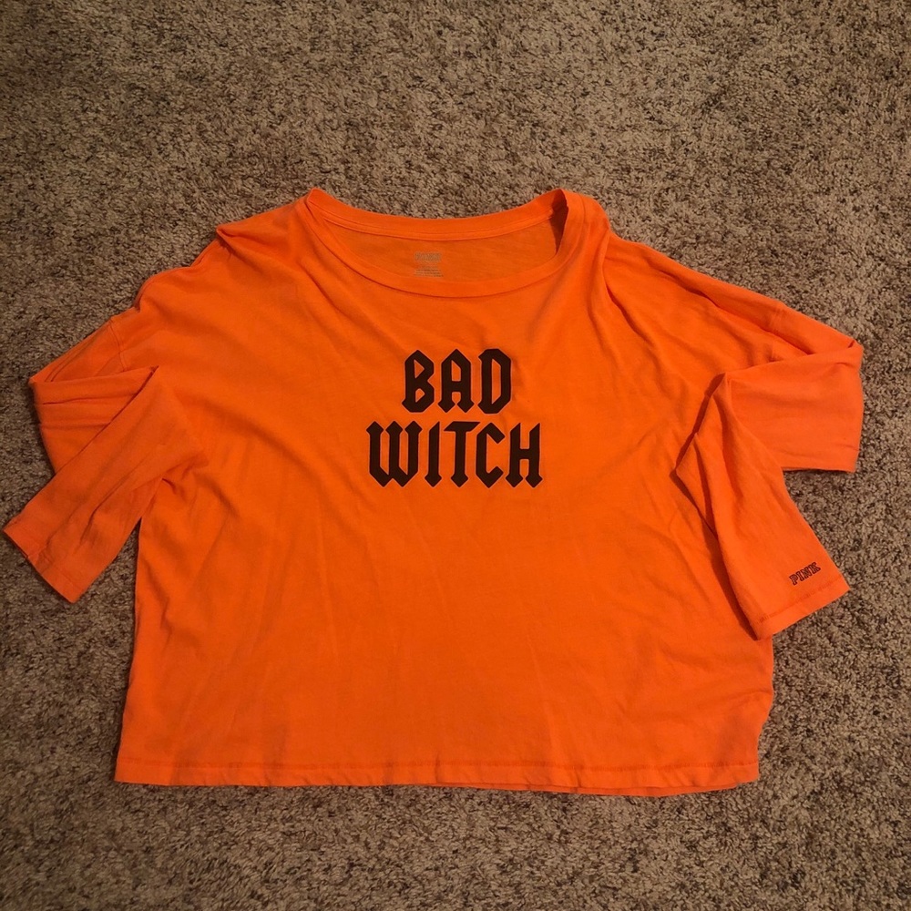 PINK Halloween crop tee